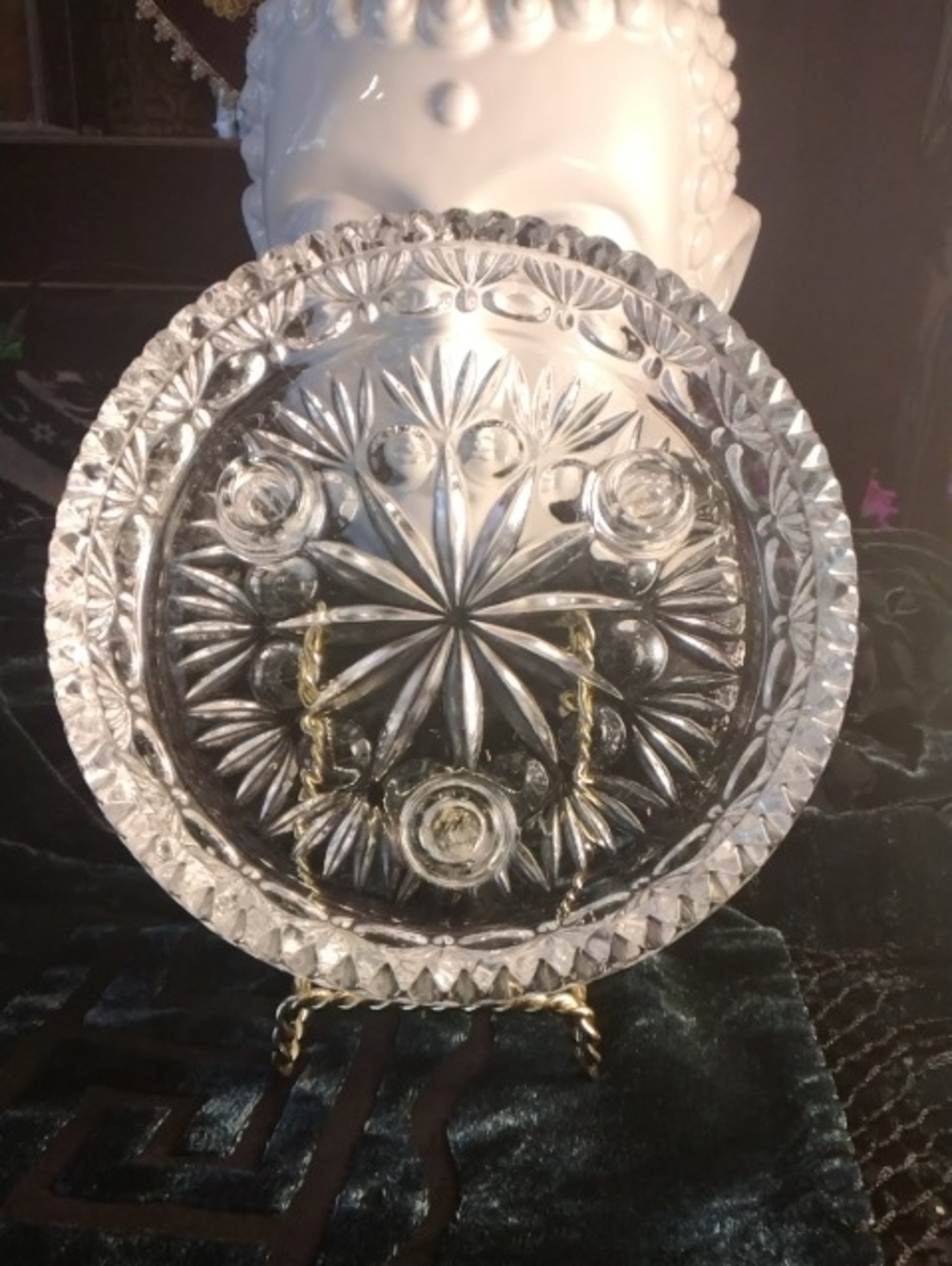 Vintage Princess House 24% Lead Crystal 3 Taper Candle Holder Centerpiece #830